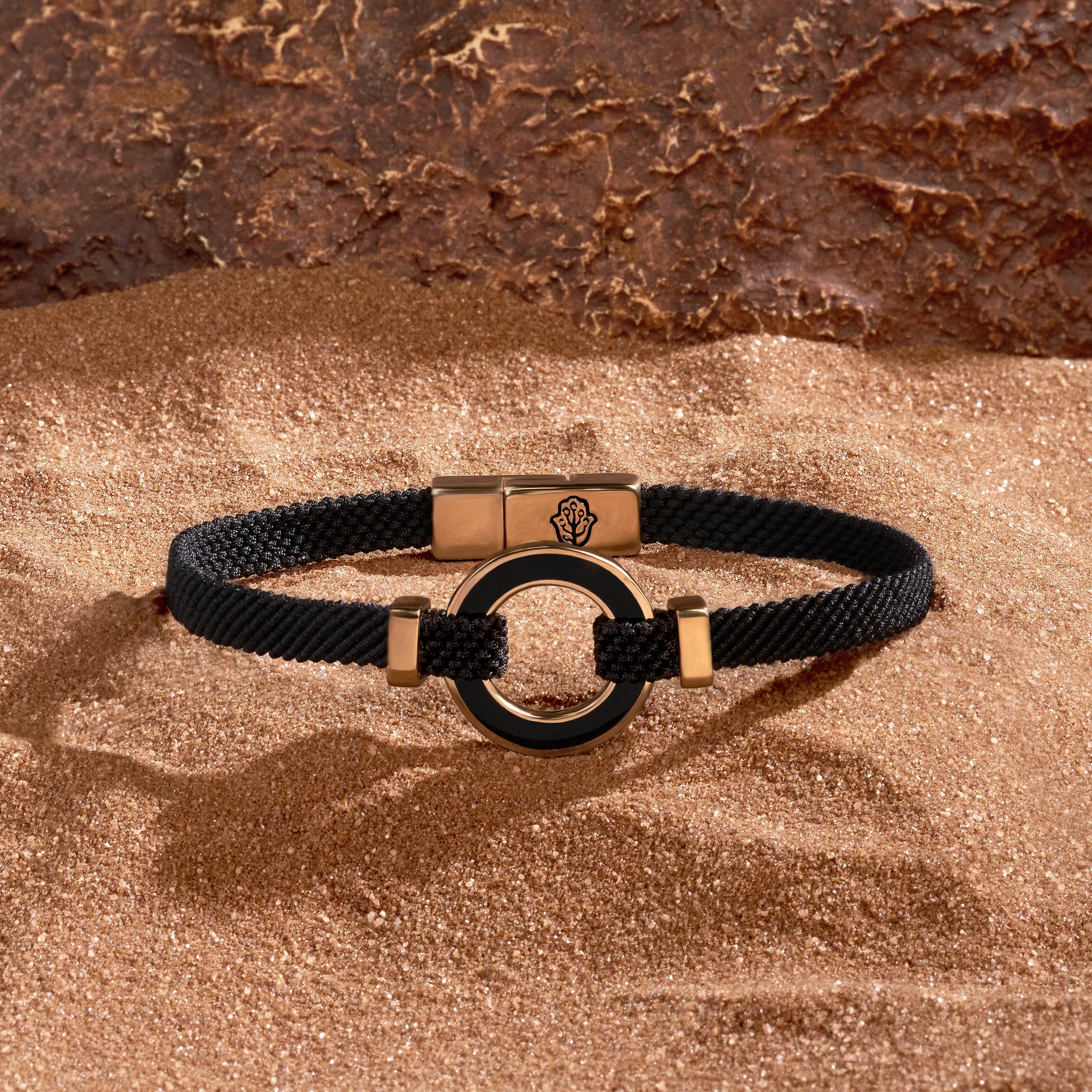 Constant Protection Black Onyx Karma Circle Men’s Black String Bracelet