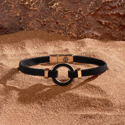 Constant Protection Black Onyx Karma Circle Men’s Black String Bracelet