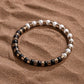 Illuminating Protection - Pearl Onyx Mantra Bracelet