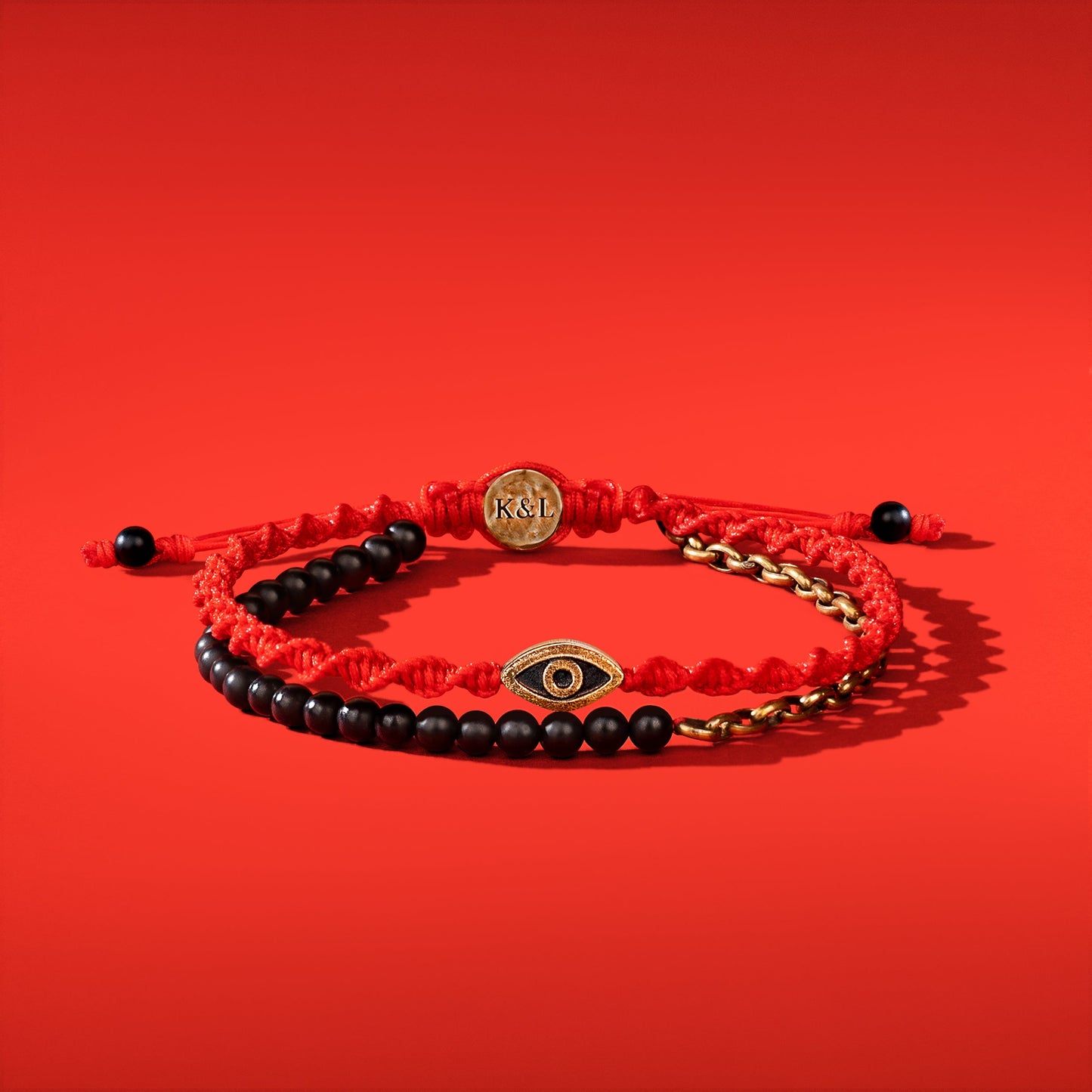 Iridescent Security - Matte Onyx Evil Eye Red String Bracelet