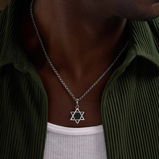 Embraced Changes Silver Black Onyx Star of David Charm