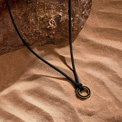 Soulful Exploration Onyx Karma Circle Black String Necklace