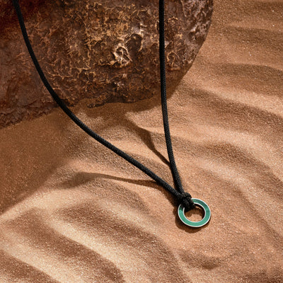 Abundance Mindset Malachite Karma Circle Black String Necklace