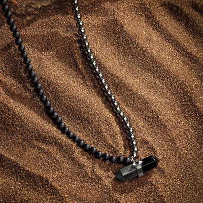 Stabilizing Energy - Hematite Onyx Evil Eye Pointer Necklace