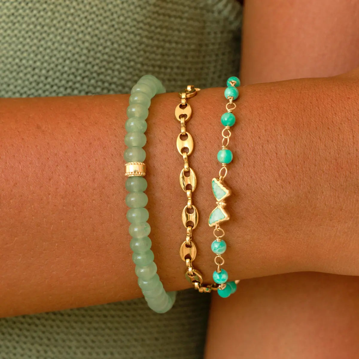 Free Spirit Amazonite Butterfly Gold Bracelet