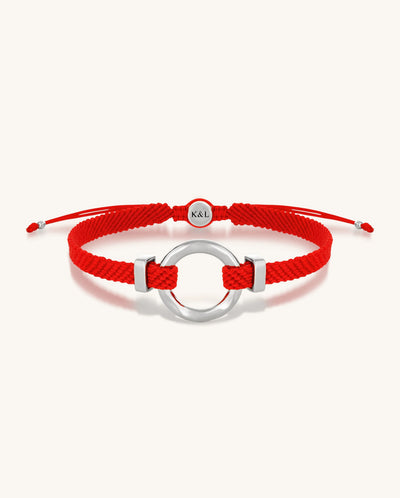 Endless Blessings Women's Silver Karma Circle Red String Bracelet
