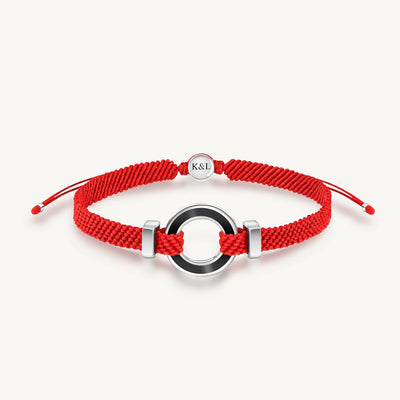 Hopeful Intuition Black Onyx Karma Circle Red String Bracelet