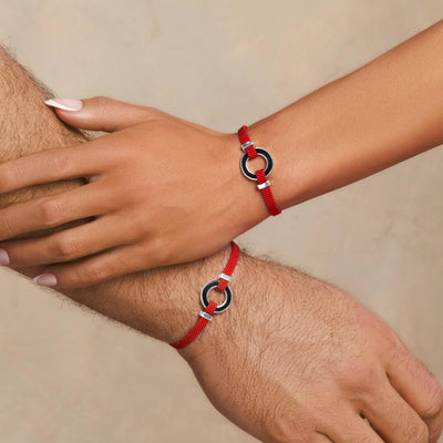Hopeful Intuition Black Onyx Karma Circle Red String Bracelet
