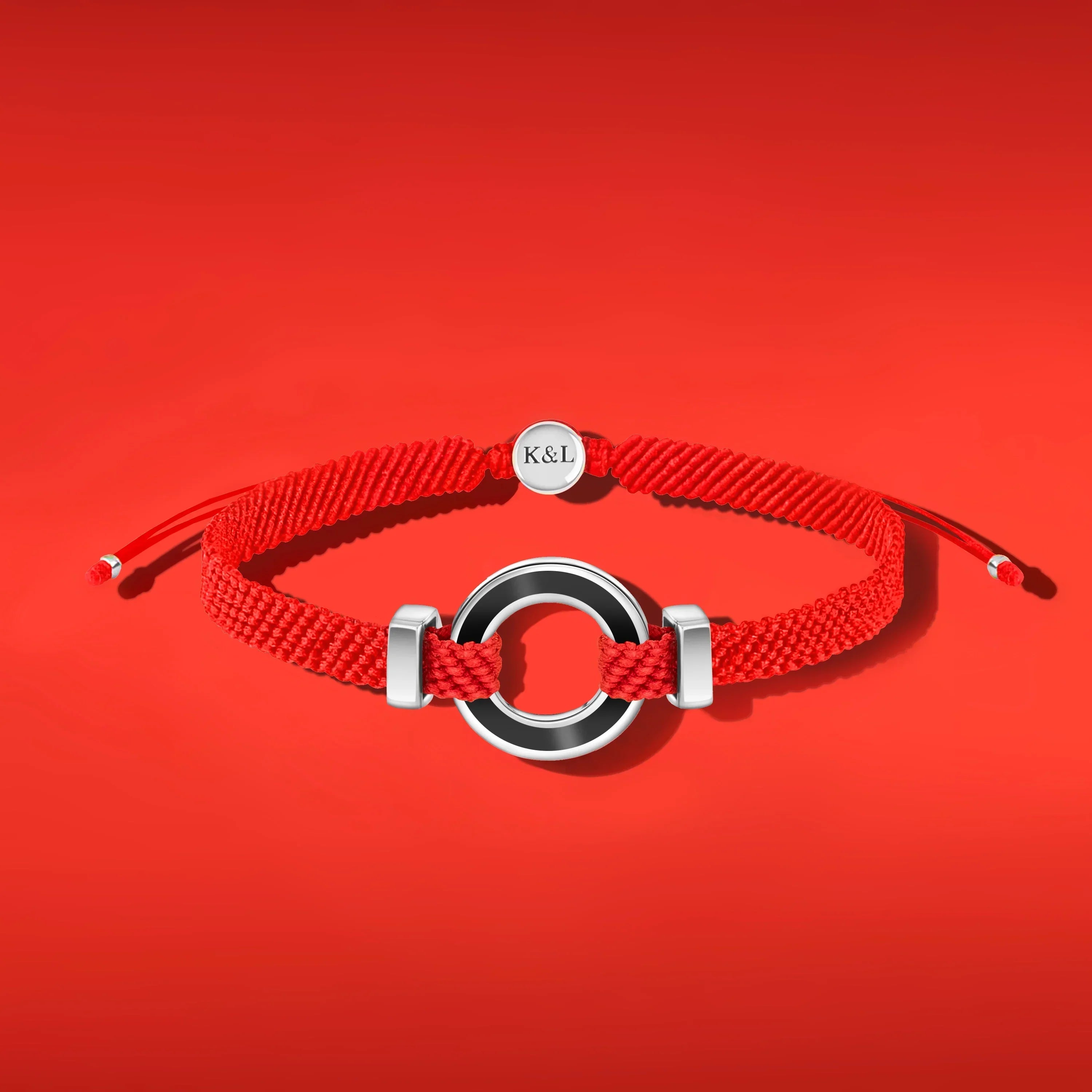 Hopeful Intuition Black Onyx Karma Circle Red String Bracelet