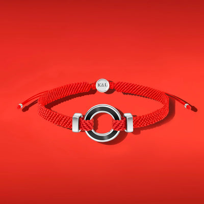 Hopeful Intuition Black Onyx Karma Circle Red String Bracelet