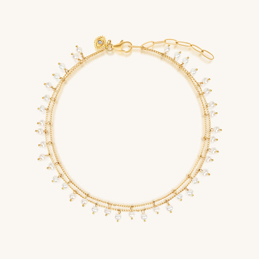 Step into Lightness Pearl Double Anklet