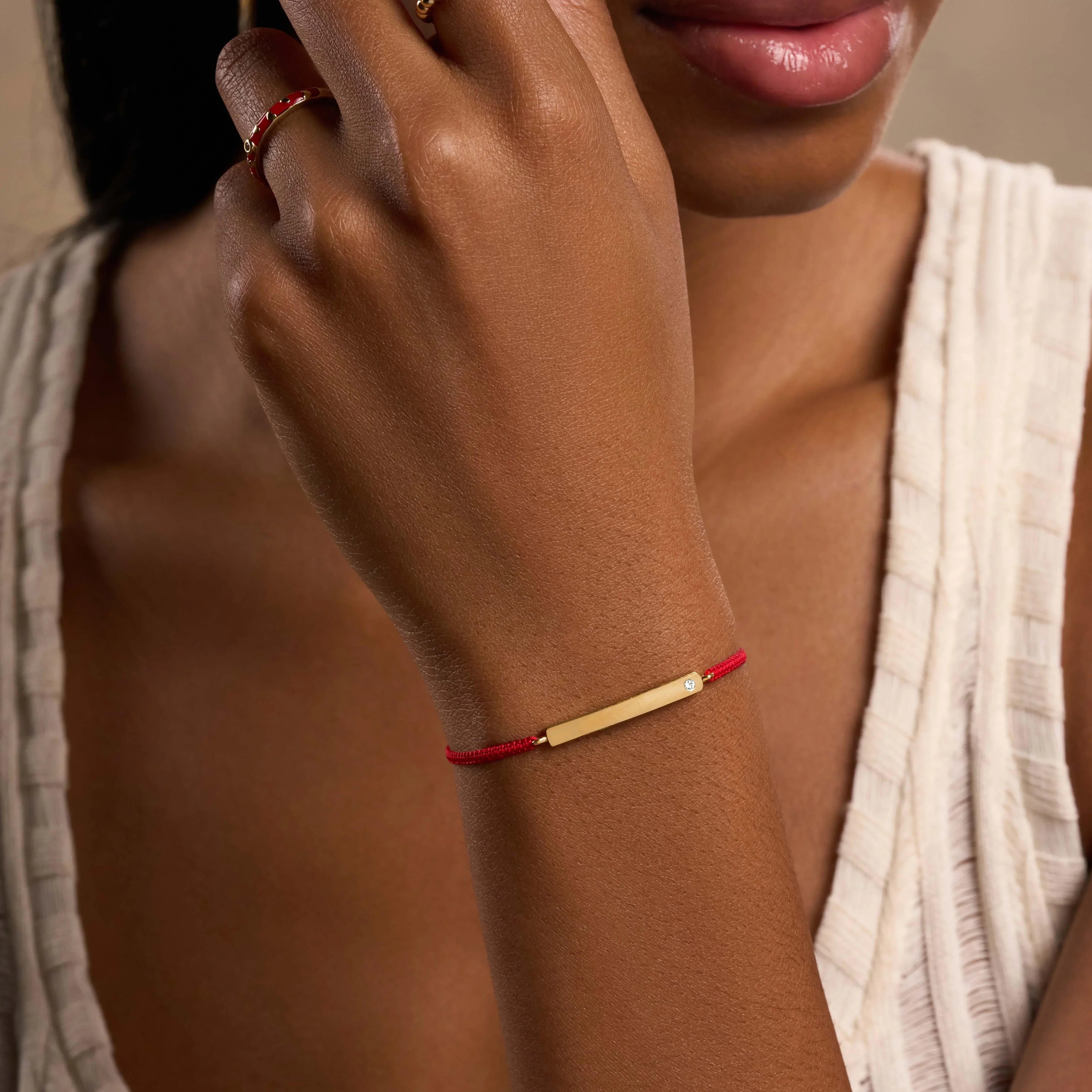 Peaceful Soul Red String Engravable Bracelet