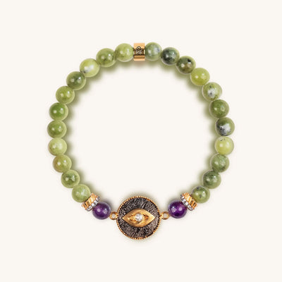 Defensive Trio Jade Stone Evil Eye Bracelet