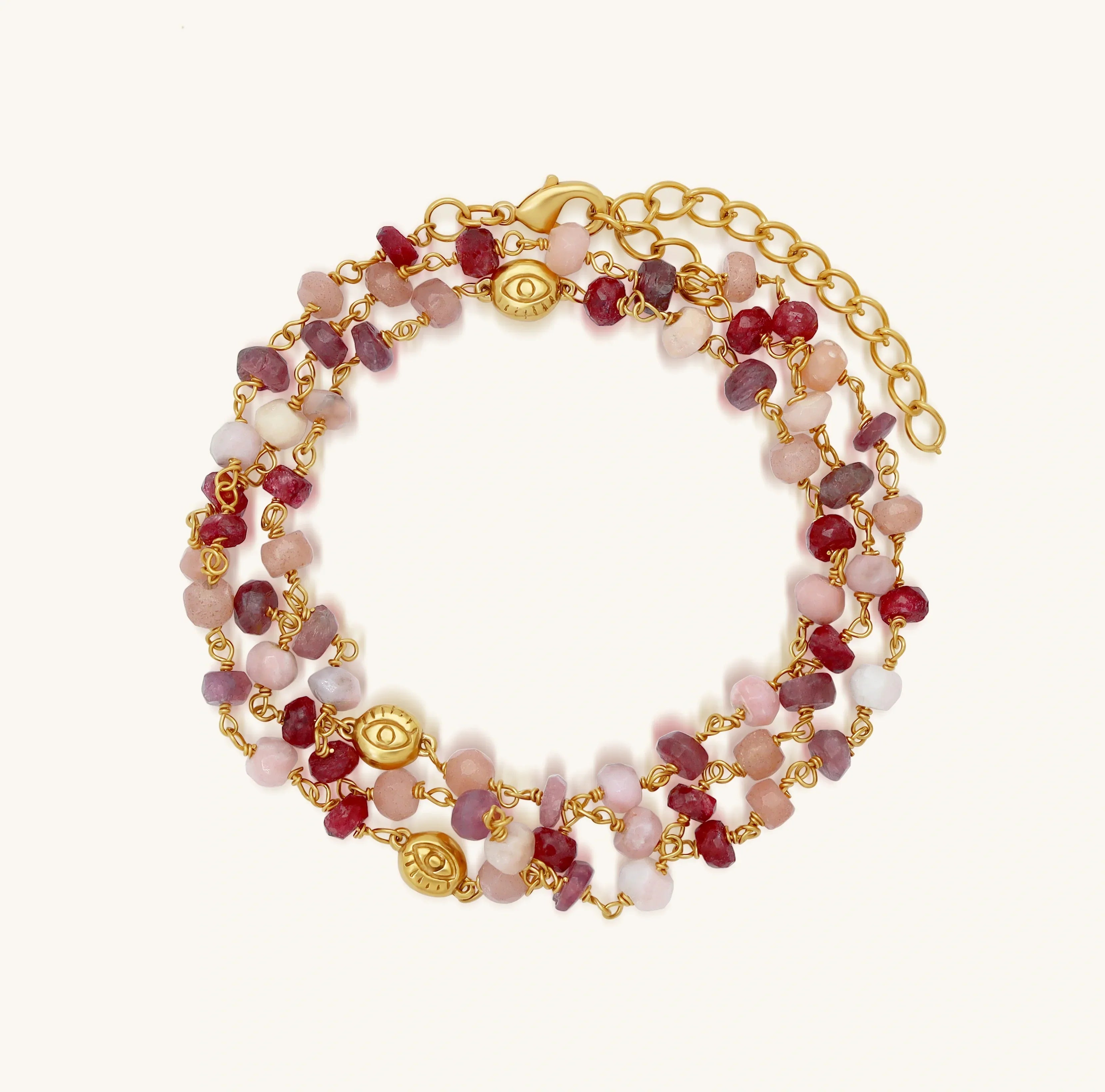 Abundant Grace Multi-Stone Evil Eye Gold Wrap Bracelet