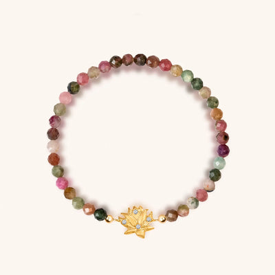 Lotus Blossom - Gold Plated Tourmaline Bracelet