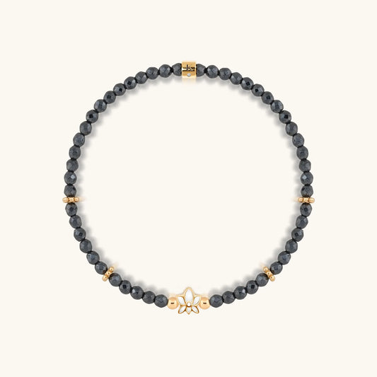 Graceful Resilience - Hematite Lotus Bracelet
