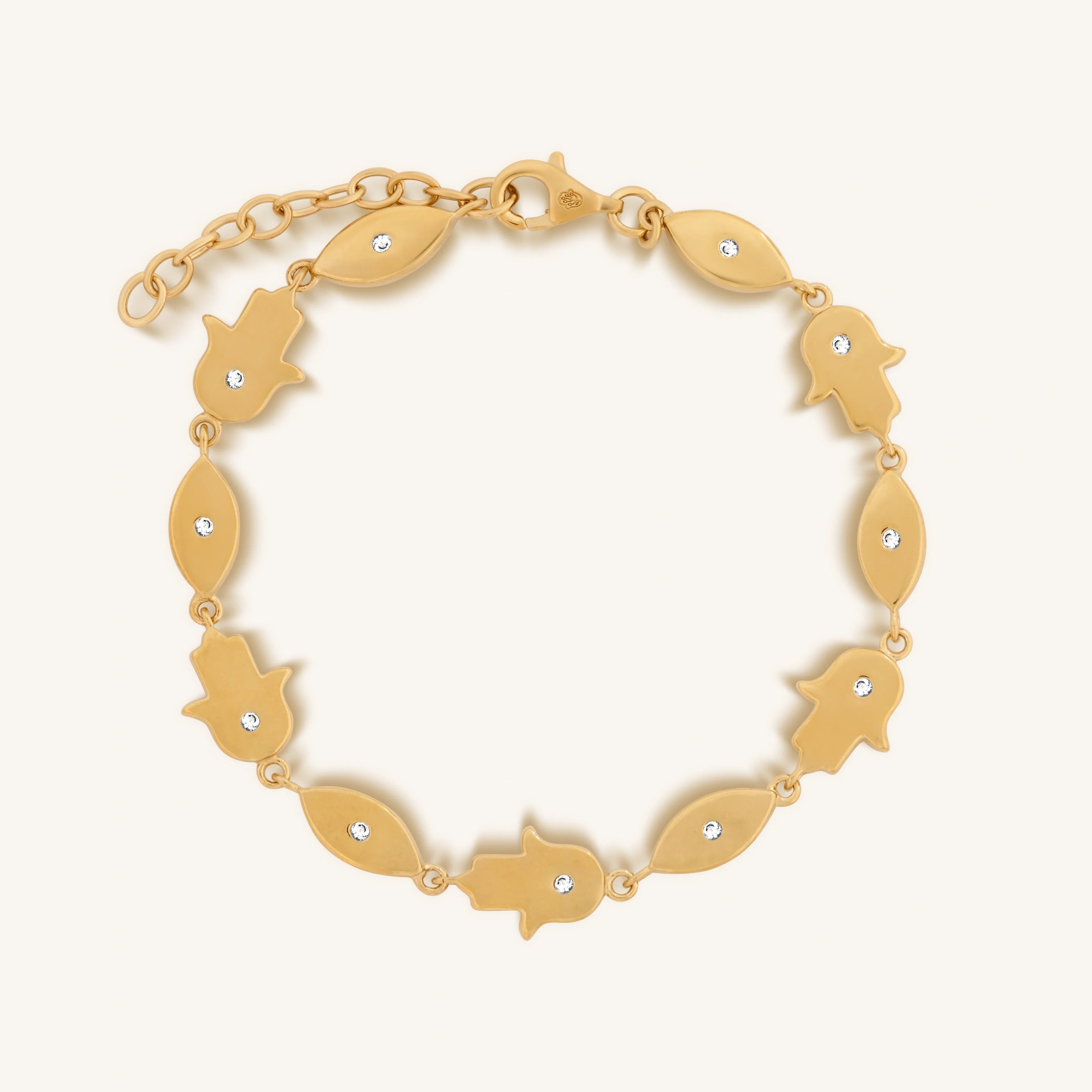 Illuminated Paths Evil Eye & Hamsa Gold Bracelet