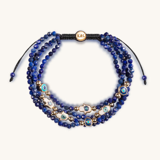 Wise Belief - Lapis Enamel Evil Eye Hamsa Bracelet