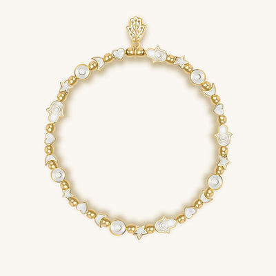 Subtle Balance - White Enamel Multi Charm Bracelet