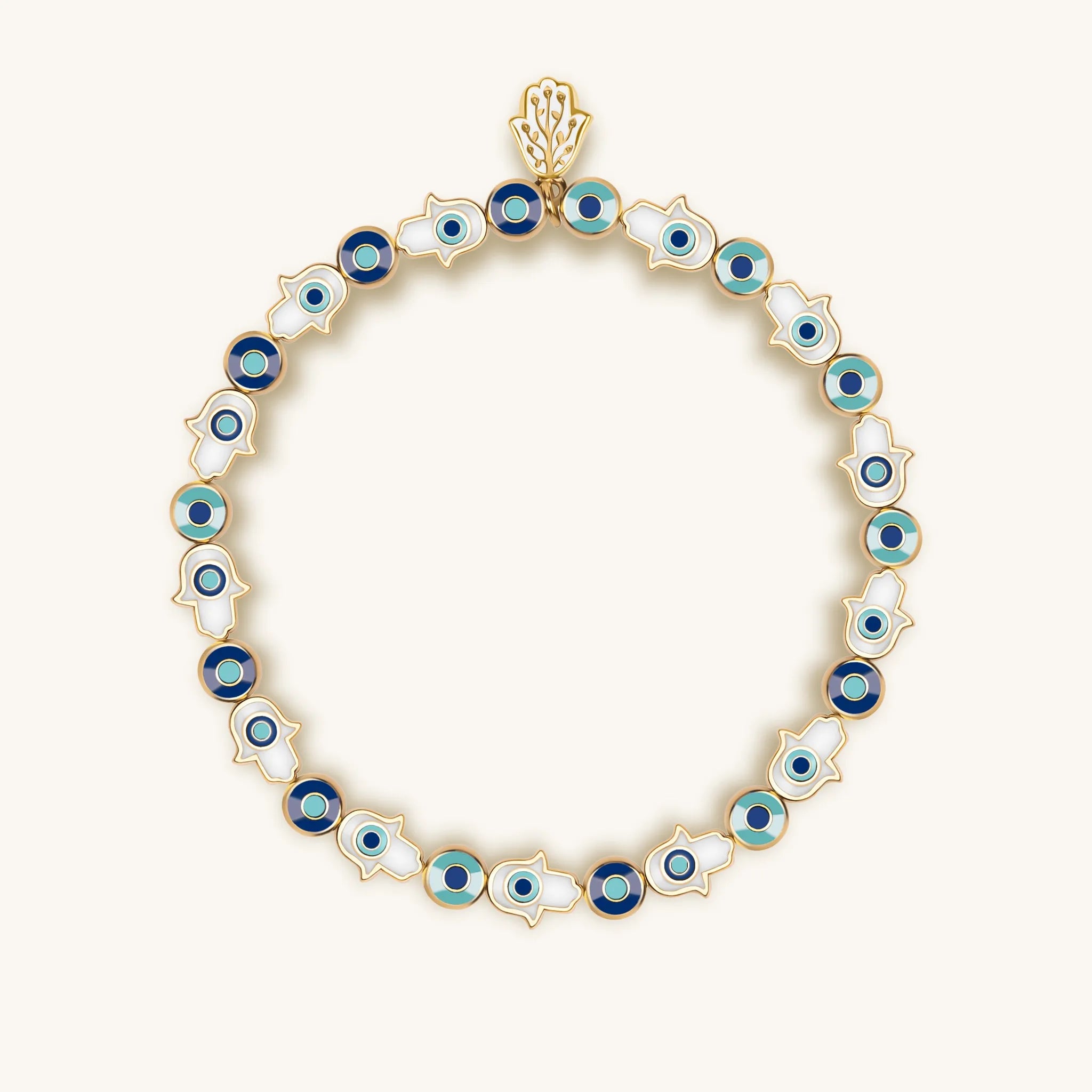 Cradled in Protection - Enamel Hamsa Evil Eye Charm Bracelet