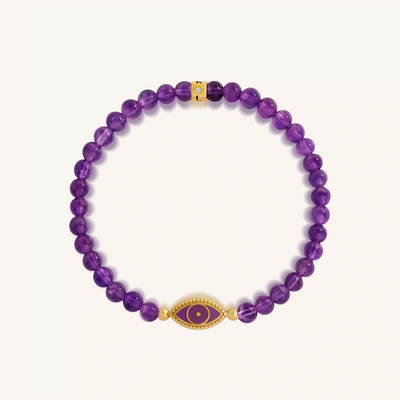 Mystic Shield Amethyst Evil Eye Gold Bracelet