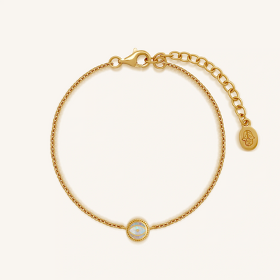 Light Guardian - Opal October Birthstone Evil Eye Gold Bracelet