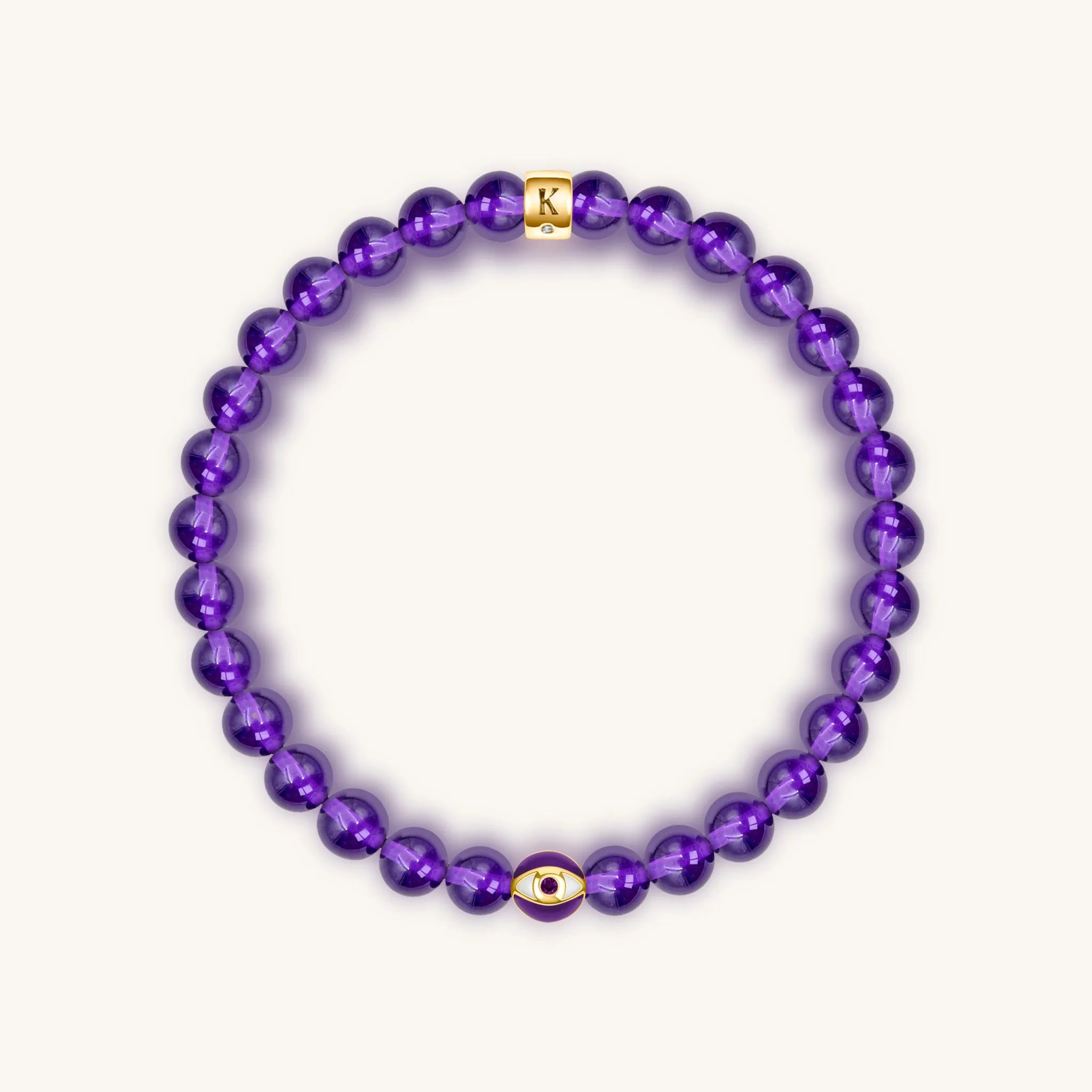 Calming Reflection - Amethyst February Birthstone Evil Eye Bracelet