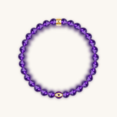 Calming Reflection - Amethyst February Birthstone Evil Eye Bracelet