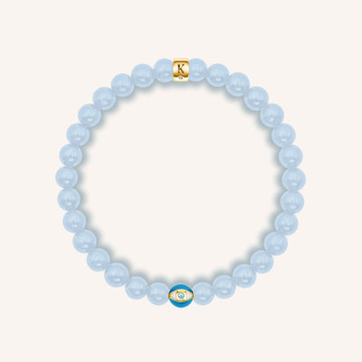 Soothing Rhythm - Aquamarine March Birthstone Evil Eye Bracelet