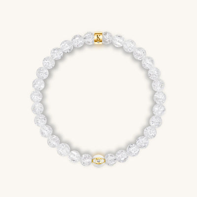 Utmost Clarity - Crystal Quartz April Birthstone Evil Eye Bracelet