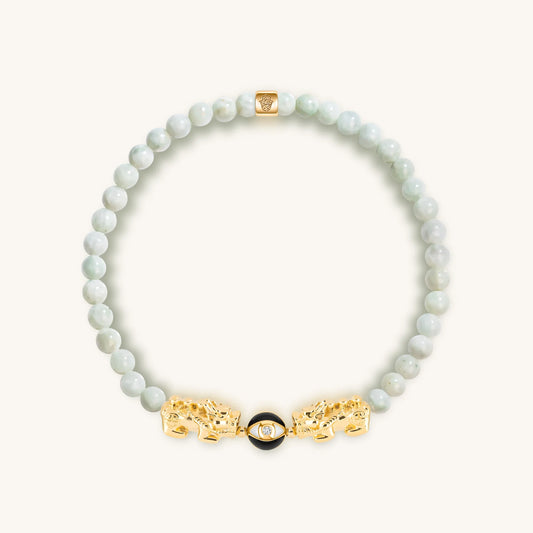Spiritual Flame - Double Dragon Jade Evil Eye Bracelet