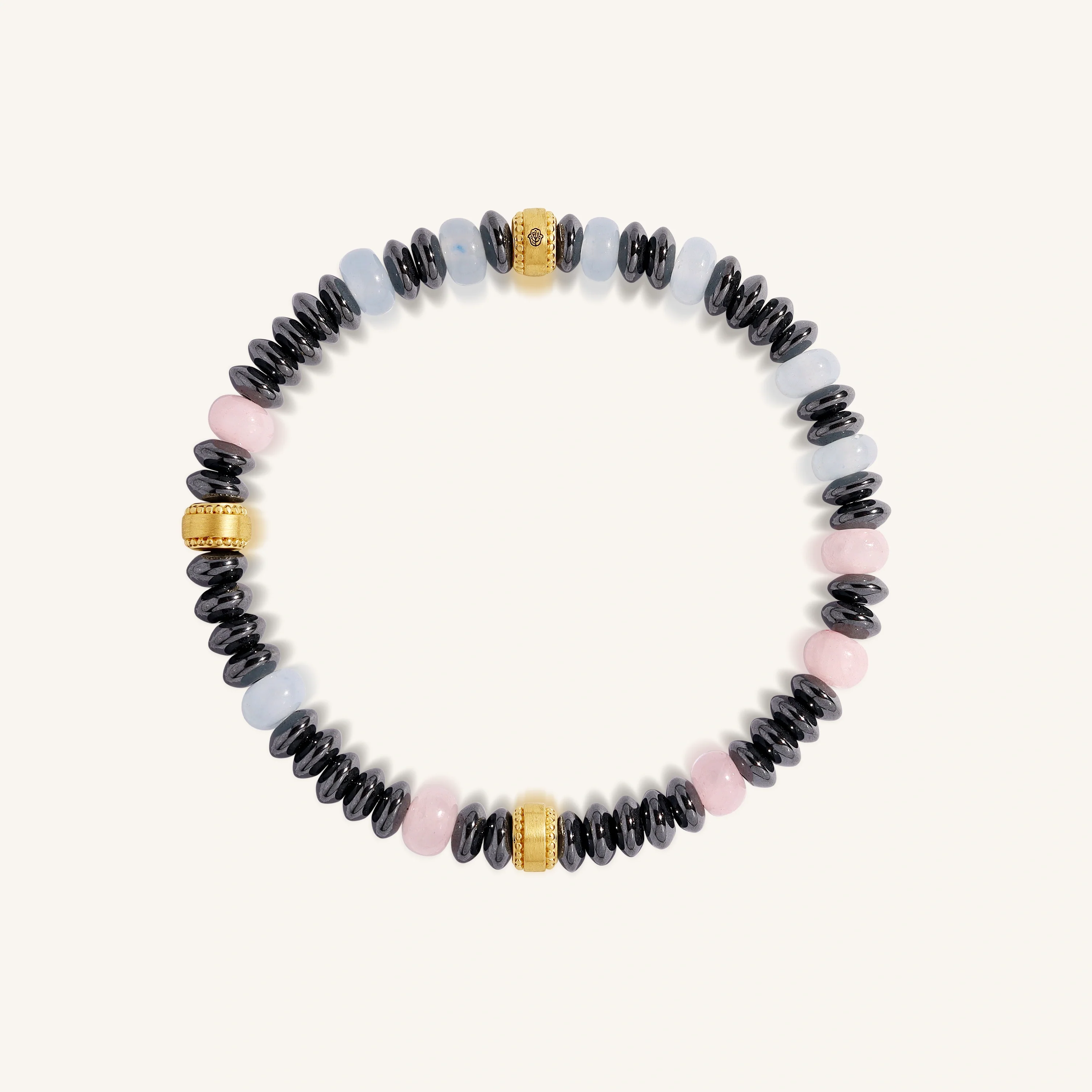Tranquil Essence – Hematite, Rose Quartz & Aquamarine Bracelet
