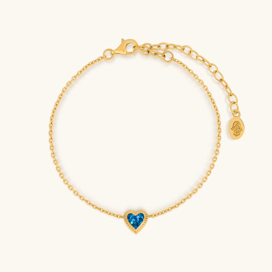 Calming Vibrations Blue Opal Heart Gold Bracelet
