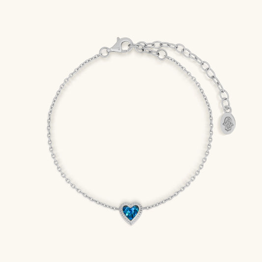 Ocean’s Wisdom Blue Opal Heart Silver Bracelet