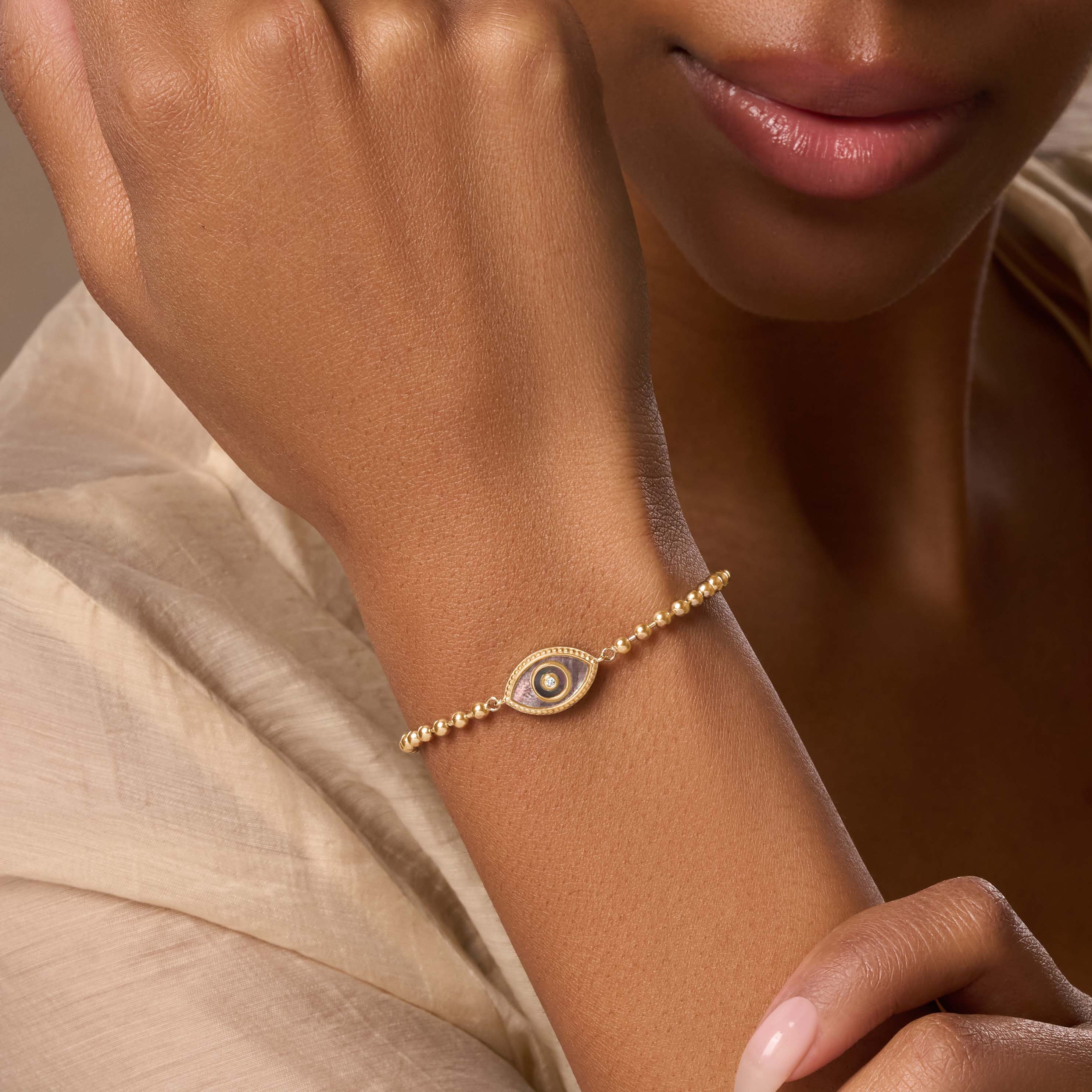 Lucky Charisma Evil Eye Mother of Pearl Bracelet
