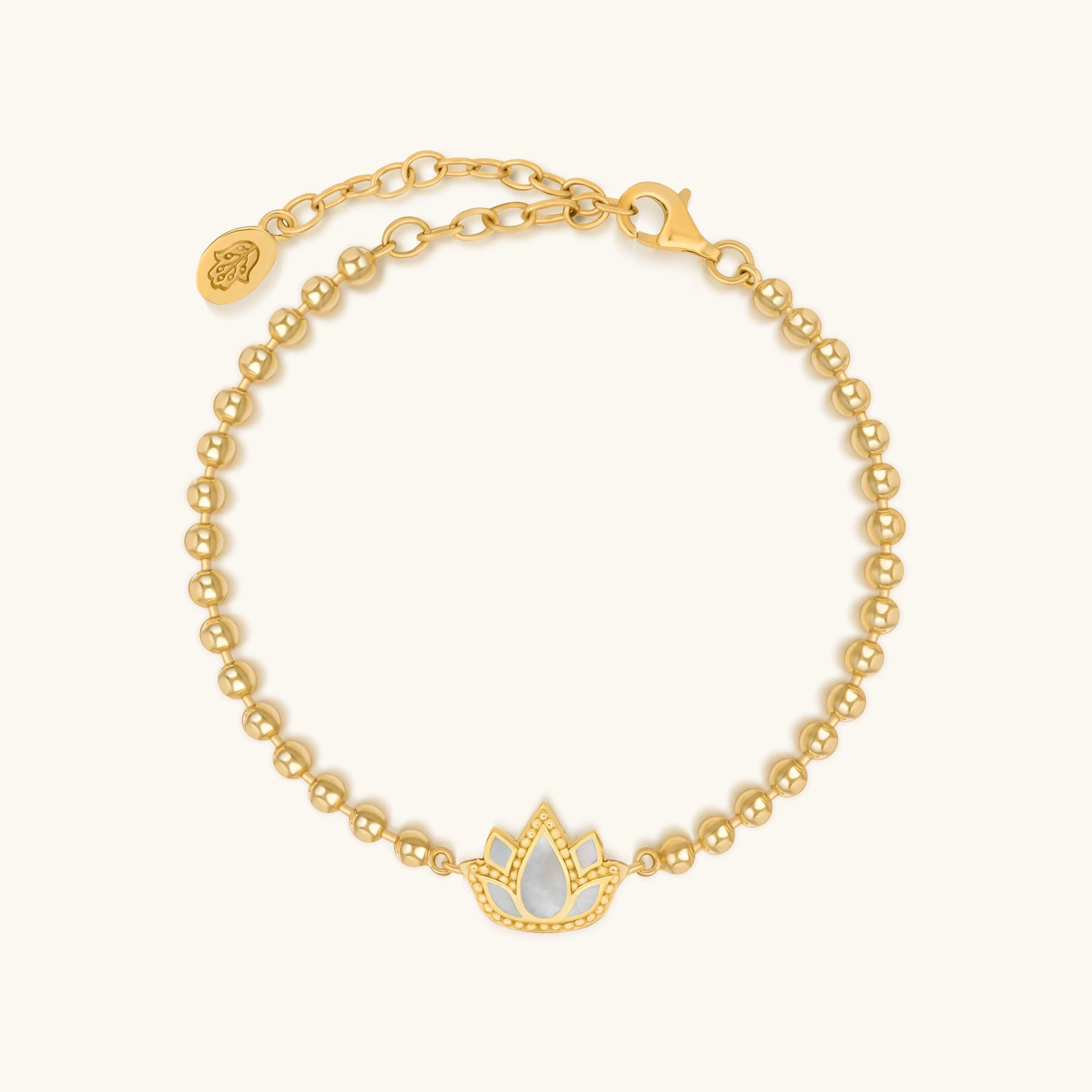 Delicate Karma Lotus Mother of Pearl Bracelet