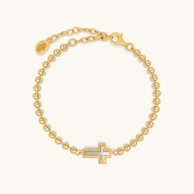 Sparkling Soul Mother of Pearl Cross Bracelet