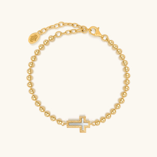 Sparkling Soul Mother of Pearl Cross Bracelet