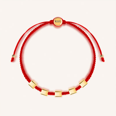 Seek Wisdom - Red String White Enamel Multi Charm Bracelet