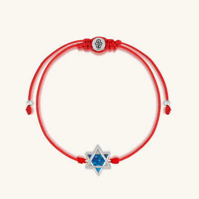 Evolved Soul Blue Opal Star of David Red String Bracelet