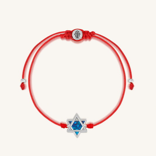 Evolved Soul Blue Opal Star of David Red String Bracelet