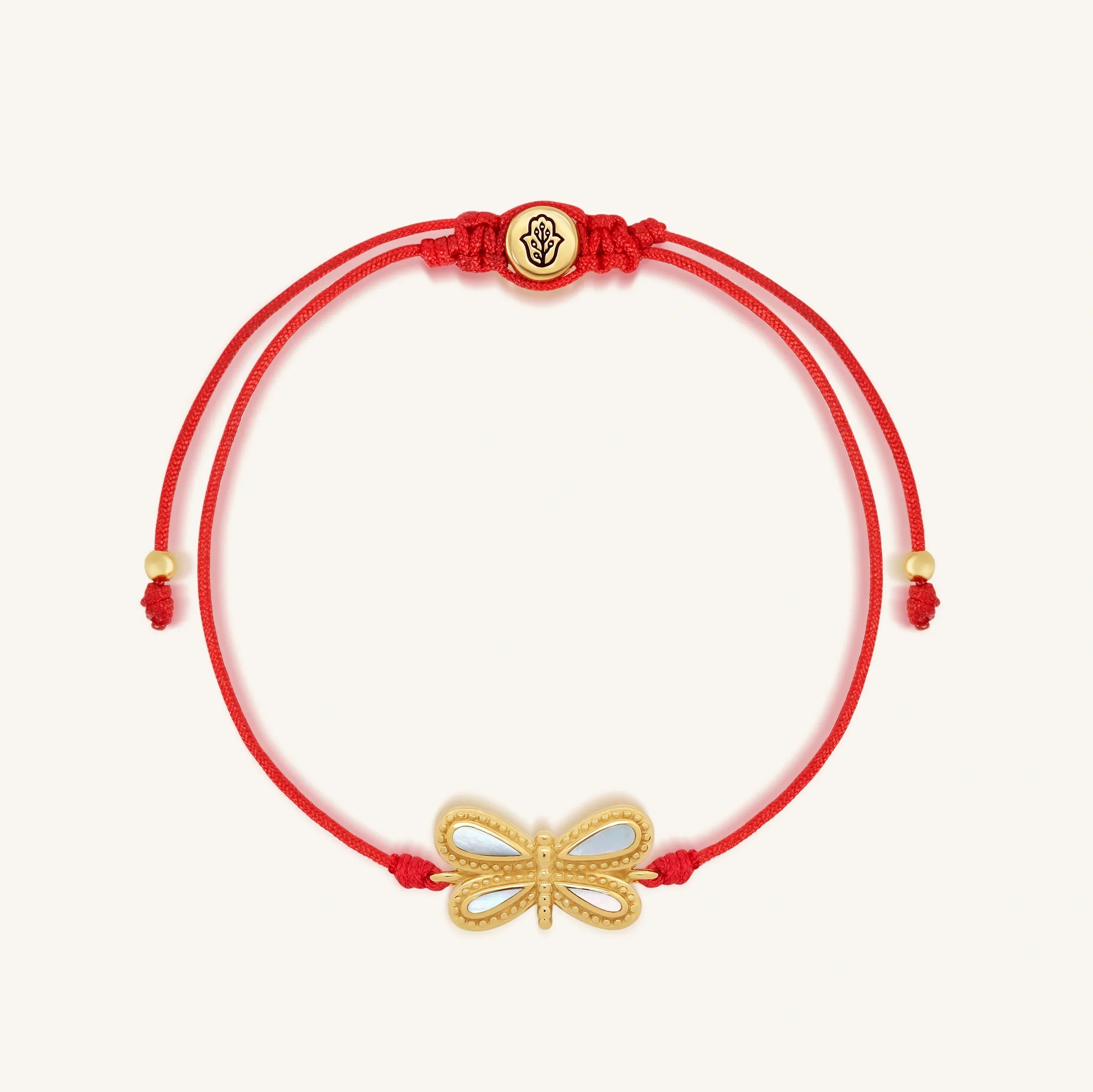Infinite Grace Mother of Pearl Dragonfly Red String Bracelet