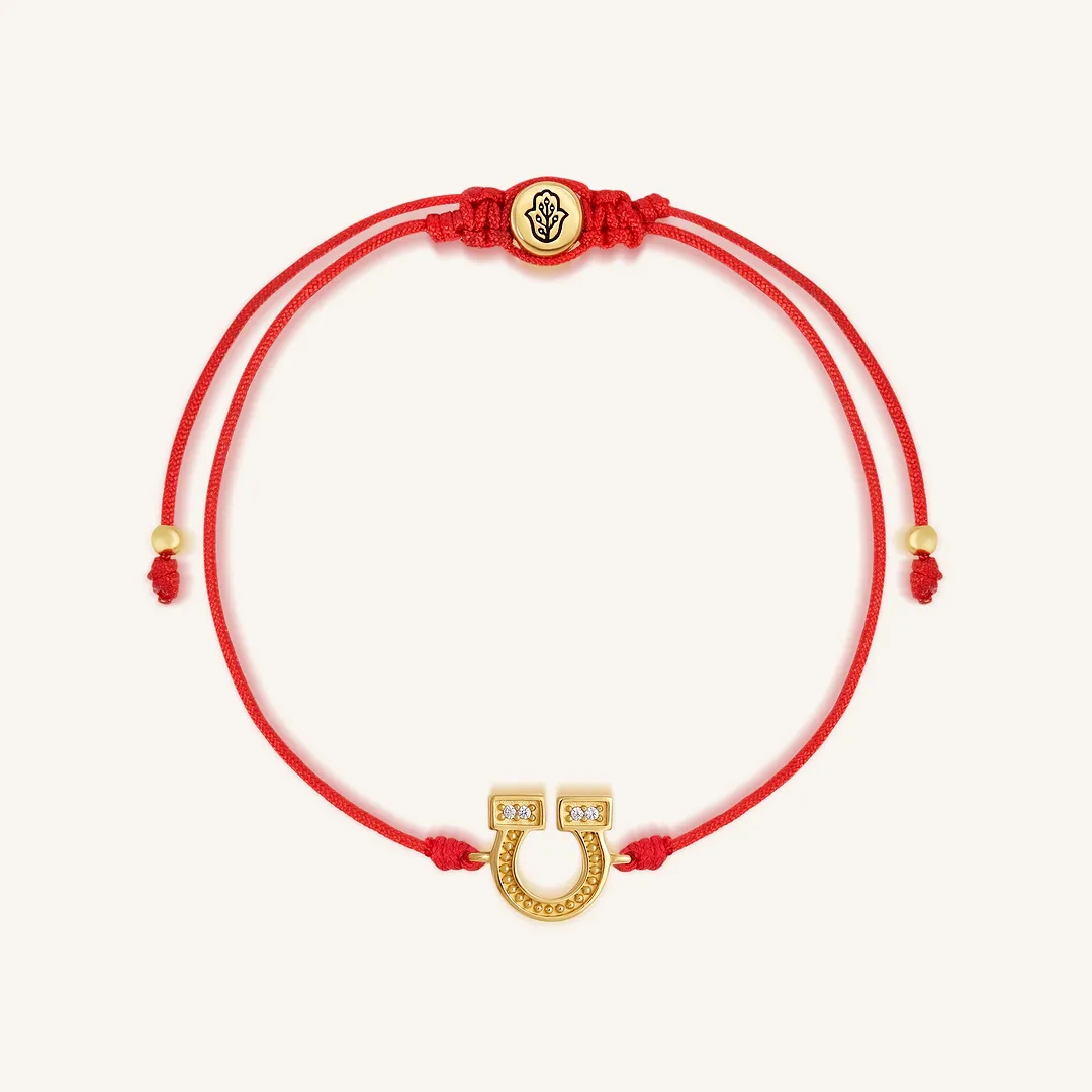 Fortune Thread Horseshoe Gold Red String Bracelet