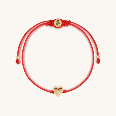 Gleaming Devotion Red String Heart Bracelet