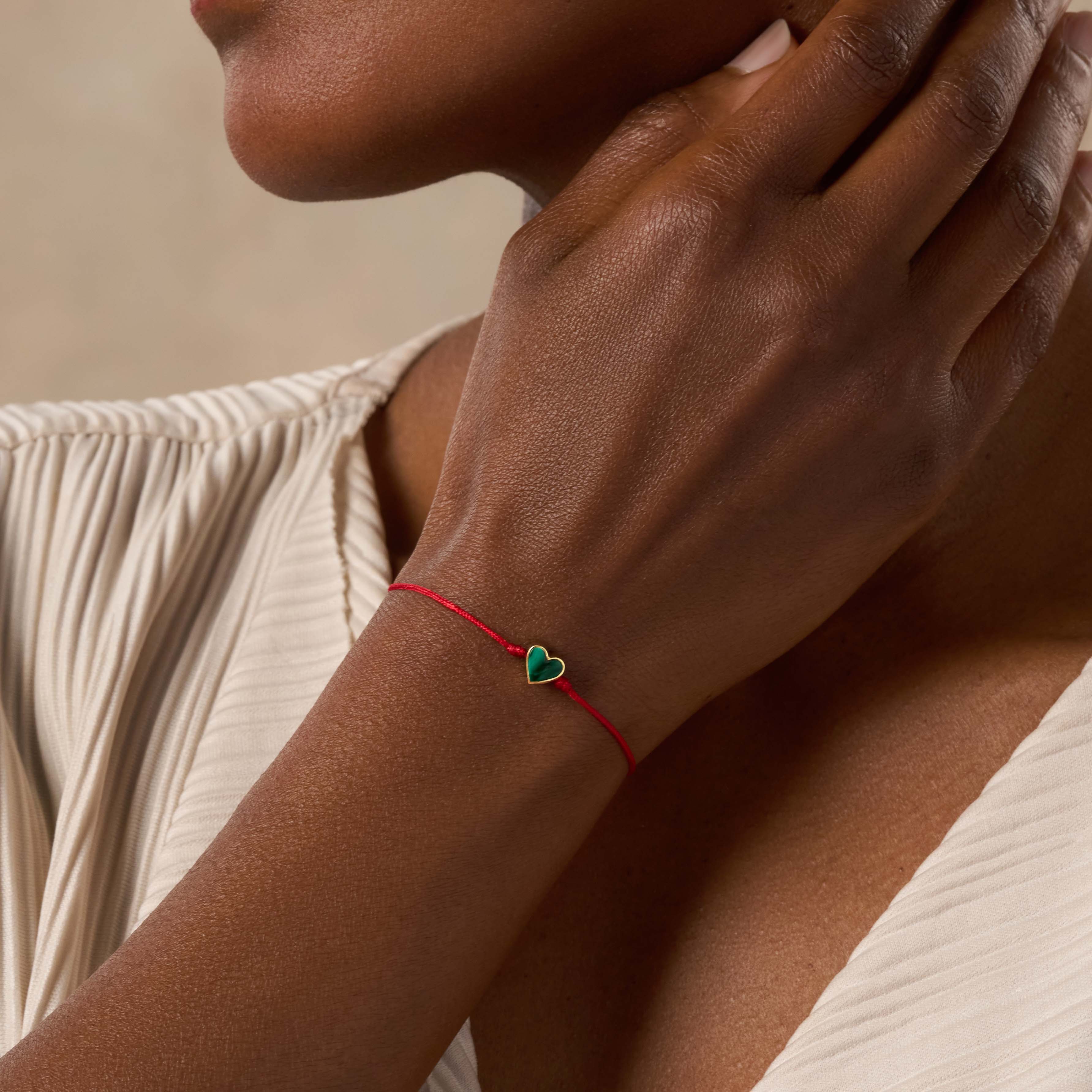 Lucky in Love - Malachite Red String Bracelet