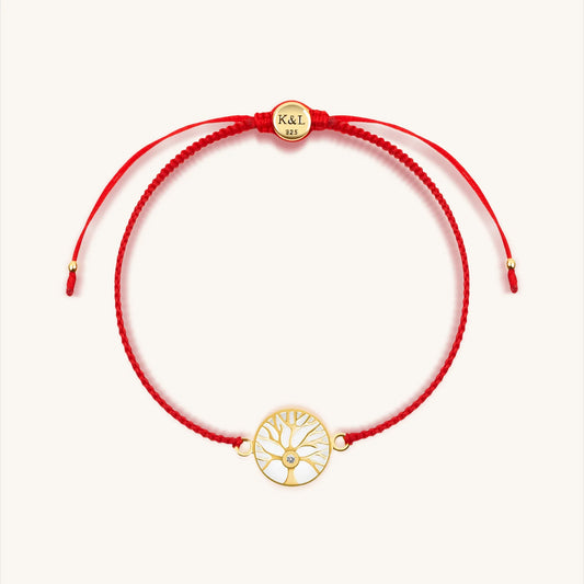 Branching Destiny - Red String Tree of Life Charm Bracelet