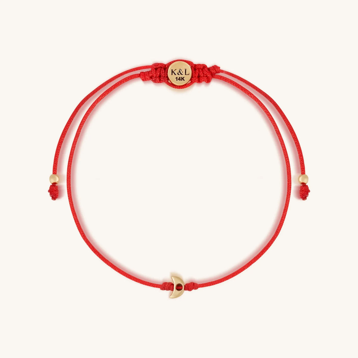 Reflected Grace 14K Gold Moon Red String Bracelet