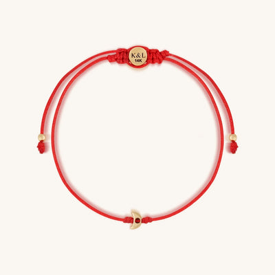 Reflected Grace 14K Gold Moon Red String Bracelet
