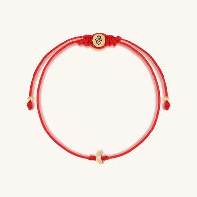 Reflected Grace 14K Gold Moon Red String Bracelet