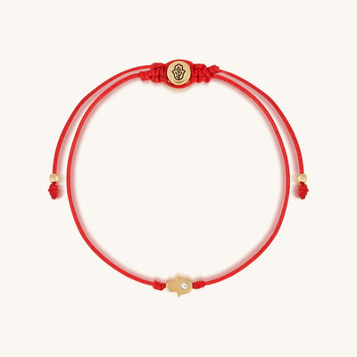 Uplifted Perspective 14K Gold Hamsa Hand Red String Bracelet